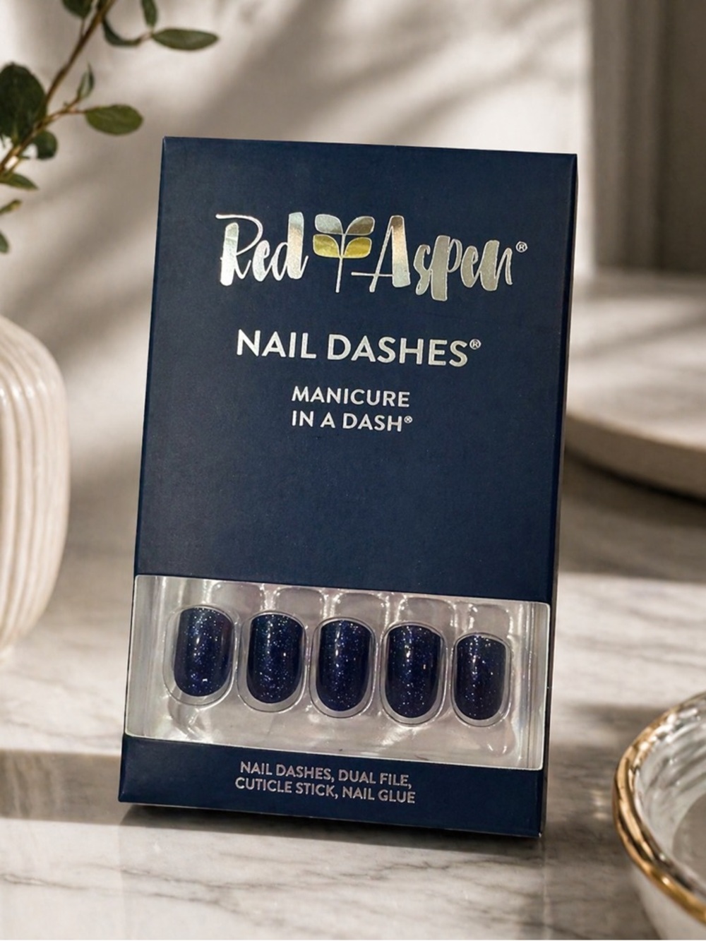 Red Aspen Nail Dashes in “Annette Goes Navy”